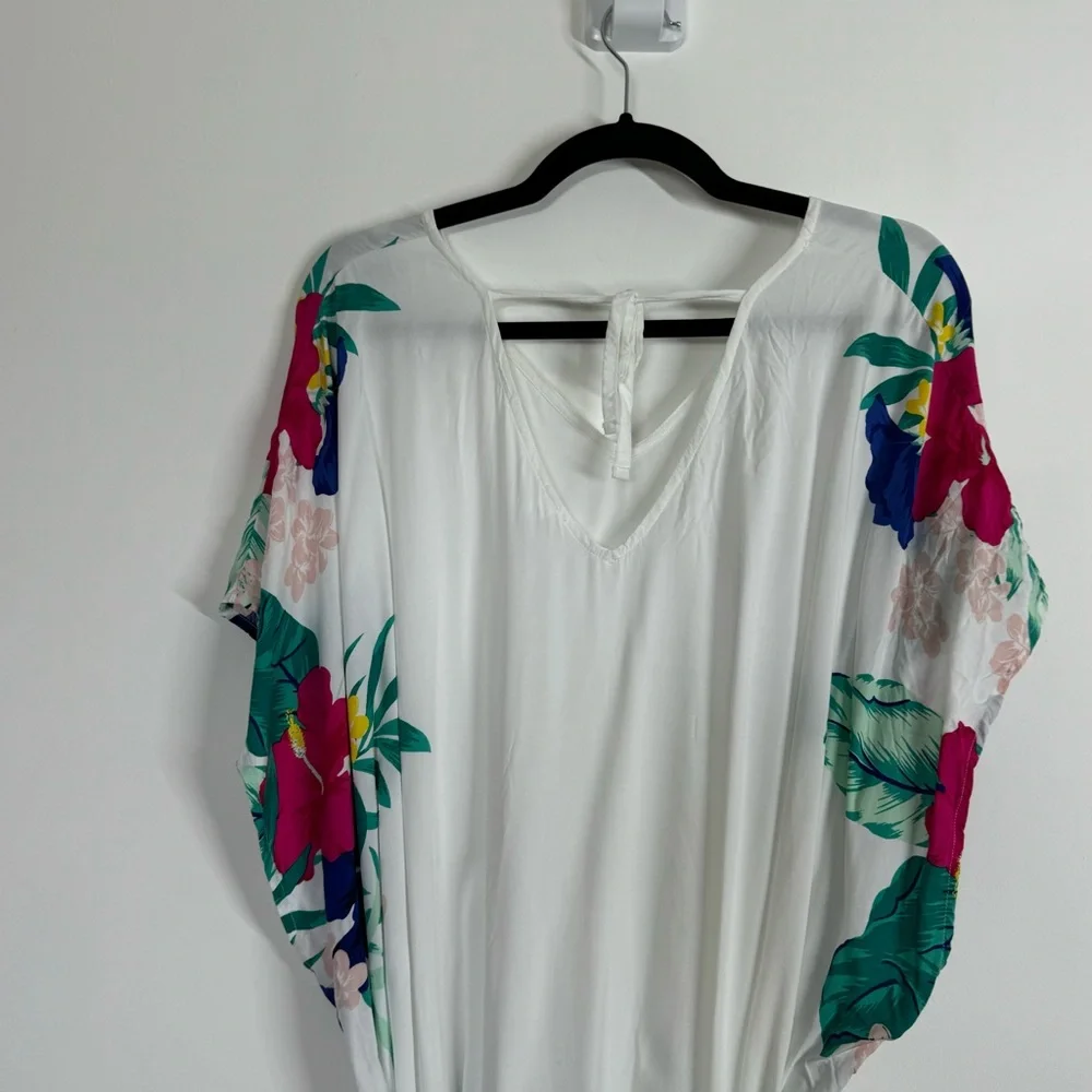 Swim by Cacique Coverup Floral Lightweight Pullover Tie Waist